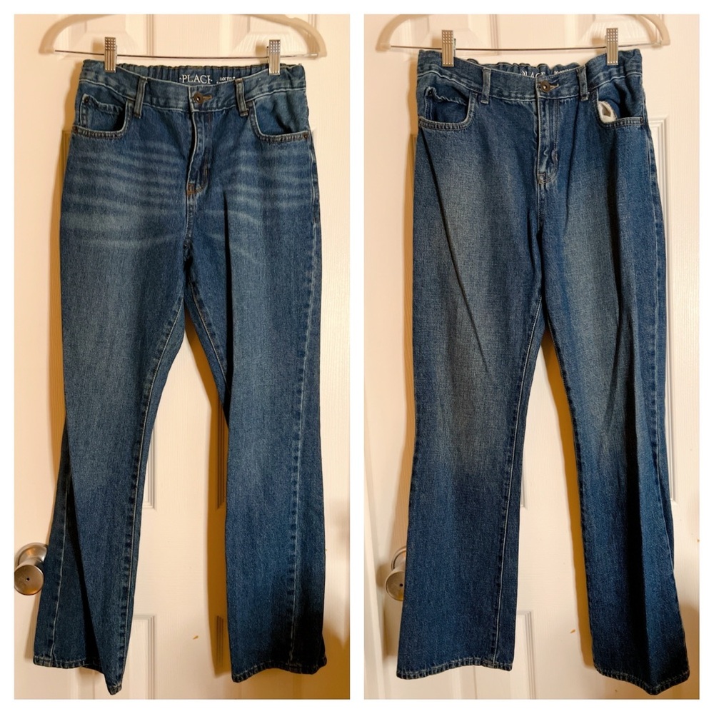 2 pairs Place jeans Girls 16 Bootcut semi-evasee denim 28” inseam mid rise pants